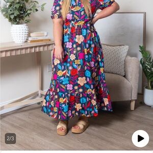 Colorful Floral Print Maxi Dress